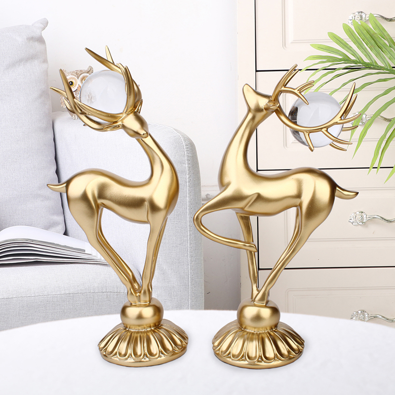 速发轻奢水晶婚球鹿摆件创意客厅电视柜酒柜家居装饰品结对礼物