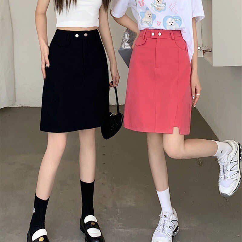 速发牛仔半身裙大码高腰防长款a字裙学生韩版开叉中走光包臀裙