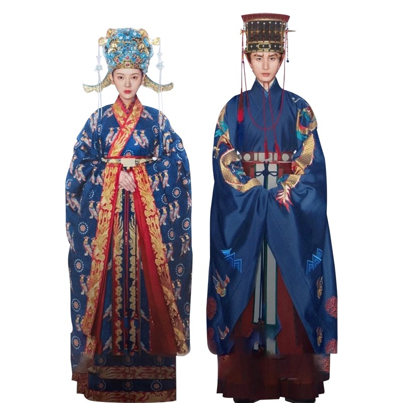 速发影视古装山河月明明制汉服婚服婚礼喜服情侣皇皇后朝服男