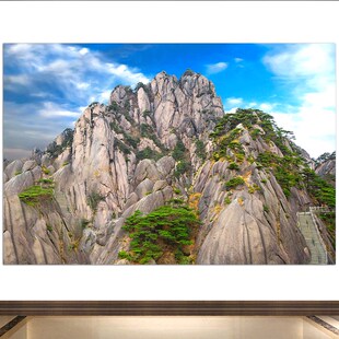 速发高宅独山图背有靠山招财画山峰山脉黄山镇山美景五岳大尊壁画