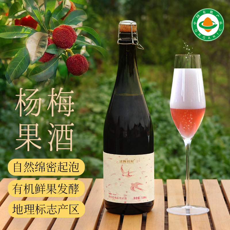 杨梅气泡果酒女士微醺果酒有机杨梅鲜果自然发酵天然气泡微醺果酿