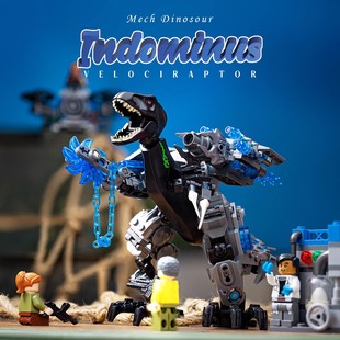 2024新款男孩拼装玩具机械恐龙机器侏罗纪机甲霸王龙积木生日礼物