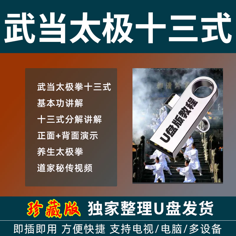 武当太极十三式U盘基本功视频教学讲解课程太极拳健身养生功优盘