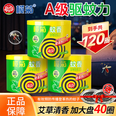 榄菊蚊香盘40圈加大盘艾草清香驱蚊盘香高效家用防蚊虫杀虫驱热