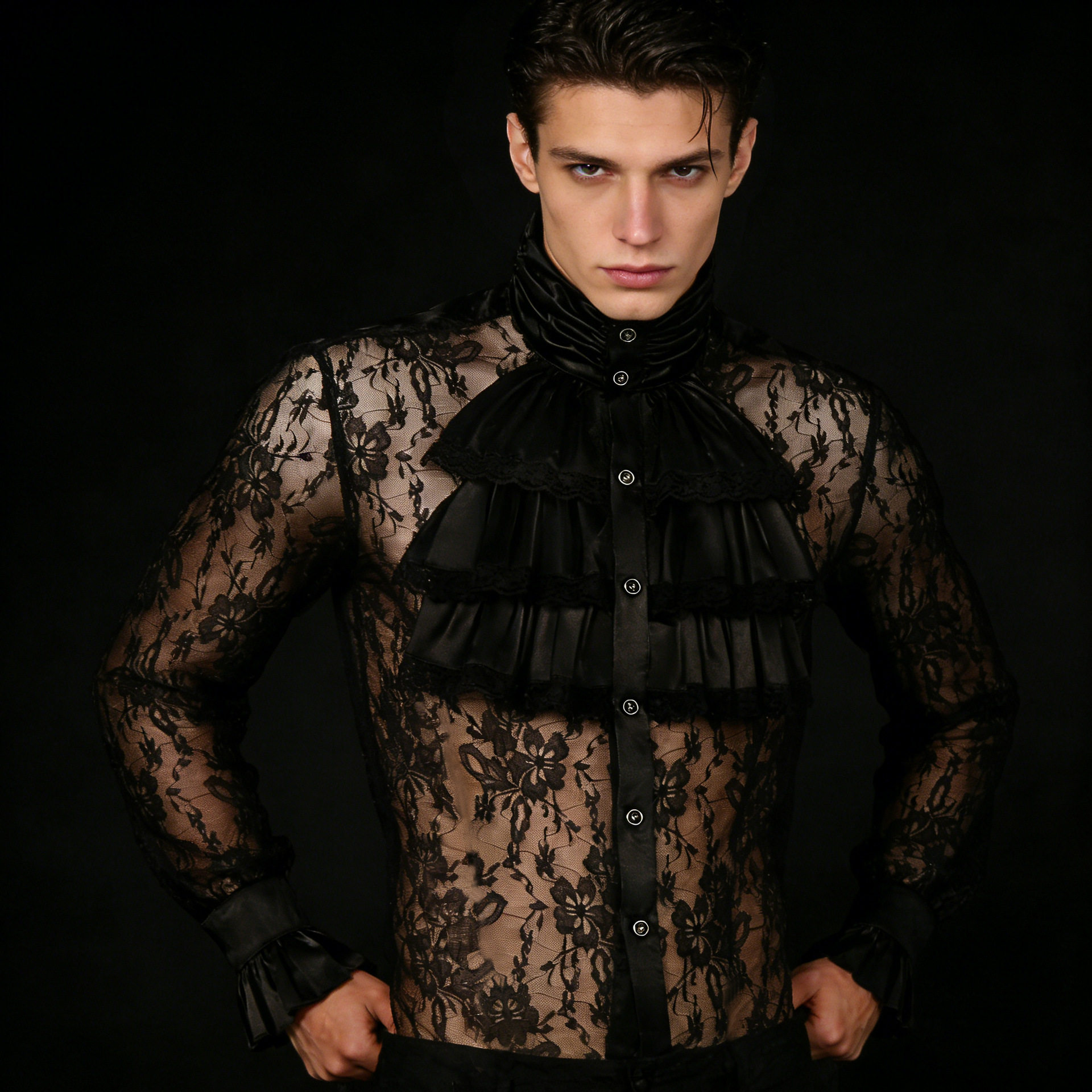 海盗吸血鬼衬衫文艺复兴时期维多利亚时代中世纪哥特式衬衫