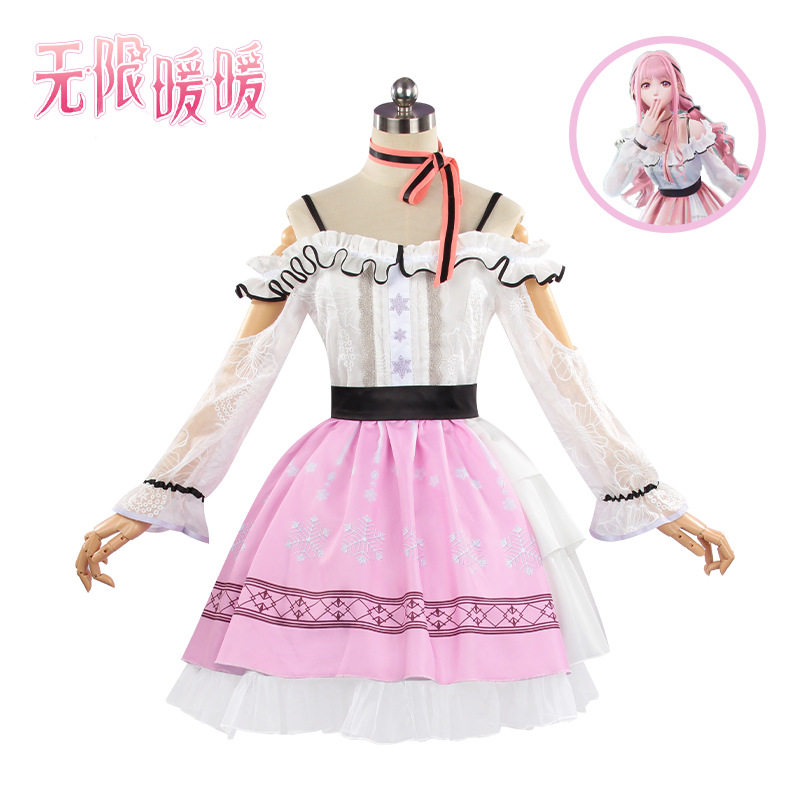 无限暖暖cos开放世界X换装游戏粉红色连衣裙角色cosplay同款服装