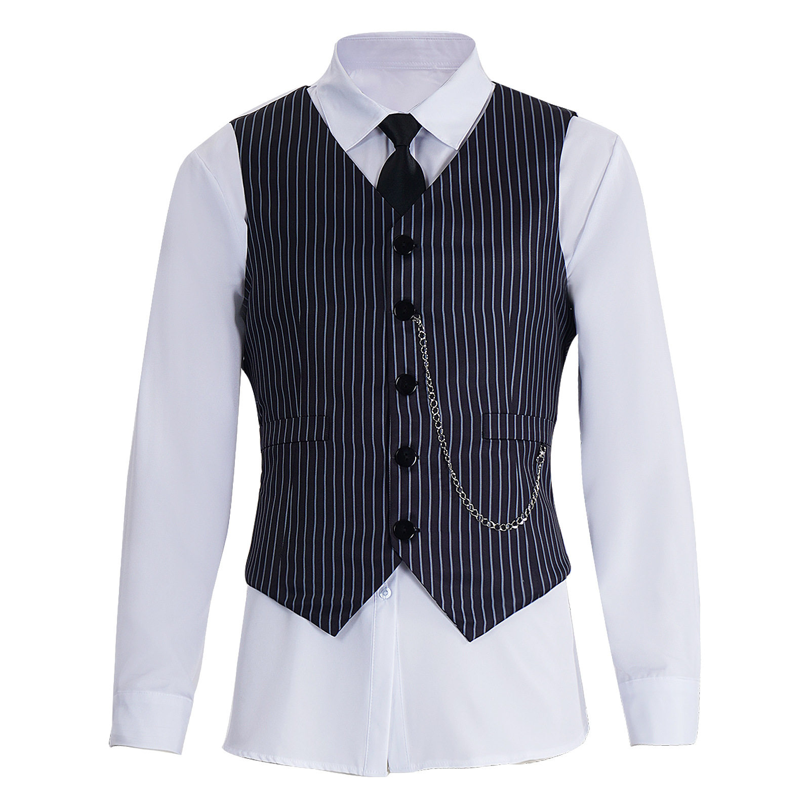 外贸新品气质单排扣条纹西装马甲男士英伦休闲小马甲定制