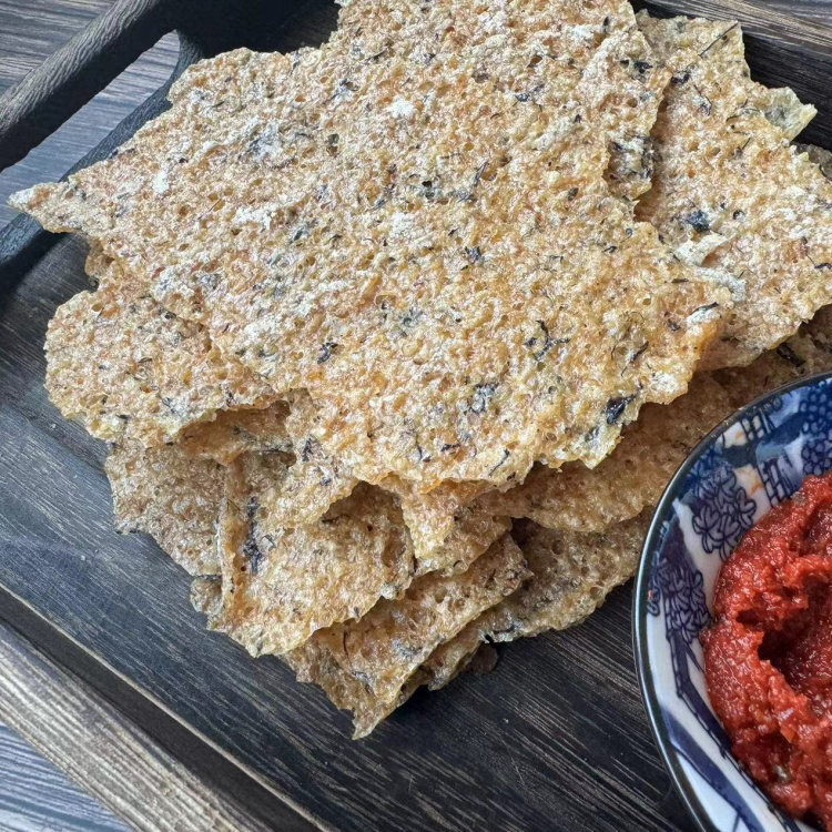 手工大米锅巴蒿子锅巴安徽霍山特产大米蒿子手工制作休闲美食香薄