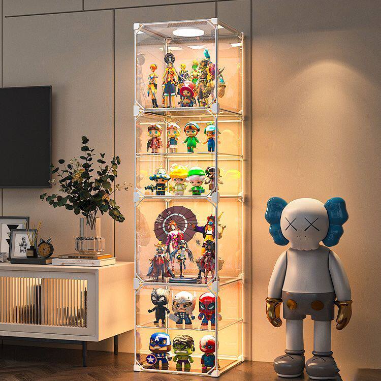 斜纹透明防尘手办积木展示柜