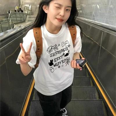 重磅纯棉短袖t恤女2025夏季新款爆款设计感小众美式半袖宽松上衣