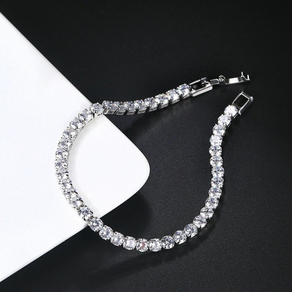 thumbnail for Mst Bling American-Style Rock Candy Tennis Bracelet High Street Hip-Hop Sparkling Moonlight Diamond-Studded Trendy Light Luxury Jewelry