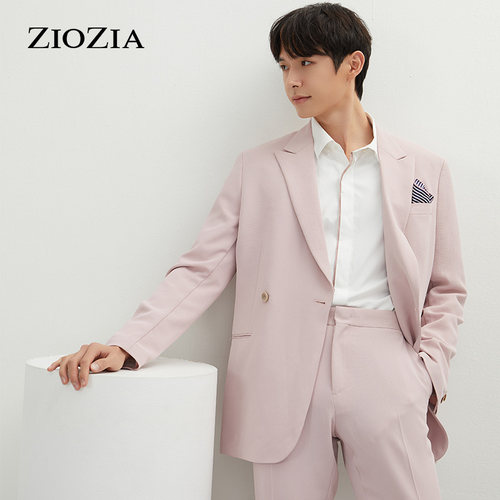 ZIOZ专柜西服粉色商务休闲婚庆结婚西装外套ZKG12304N