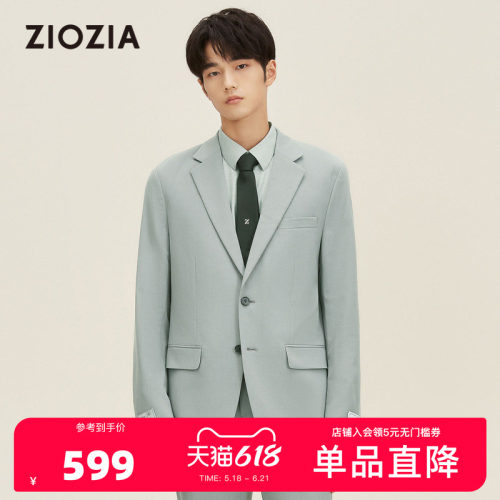 ziozia商务休闲仿亚麻西服外套