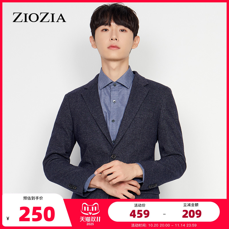 ZIOZIA秋季商务休闲男士青年细条纹简约长袖西便服ZKG03802J
