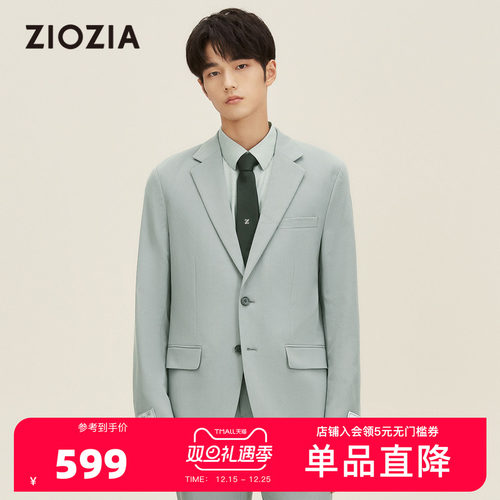 ziozia商务休闲仿亚麻西服外套