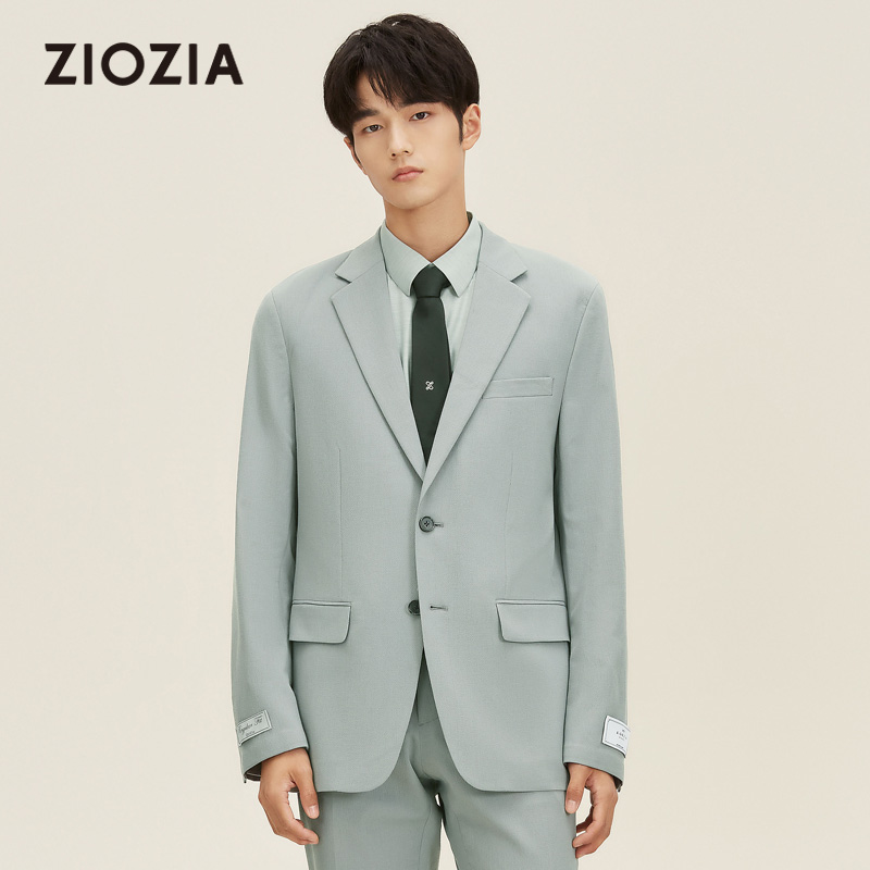 ziozia商务休闲仿亚麻西服外套