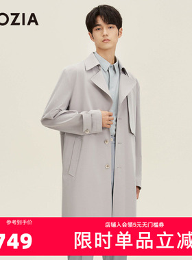 ZIOZIA九牧王旗下男装春季款中长款风衣商务翻领大衣外套ZCTC1K27