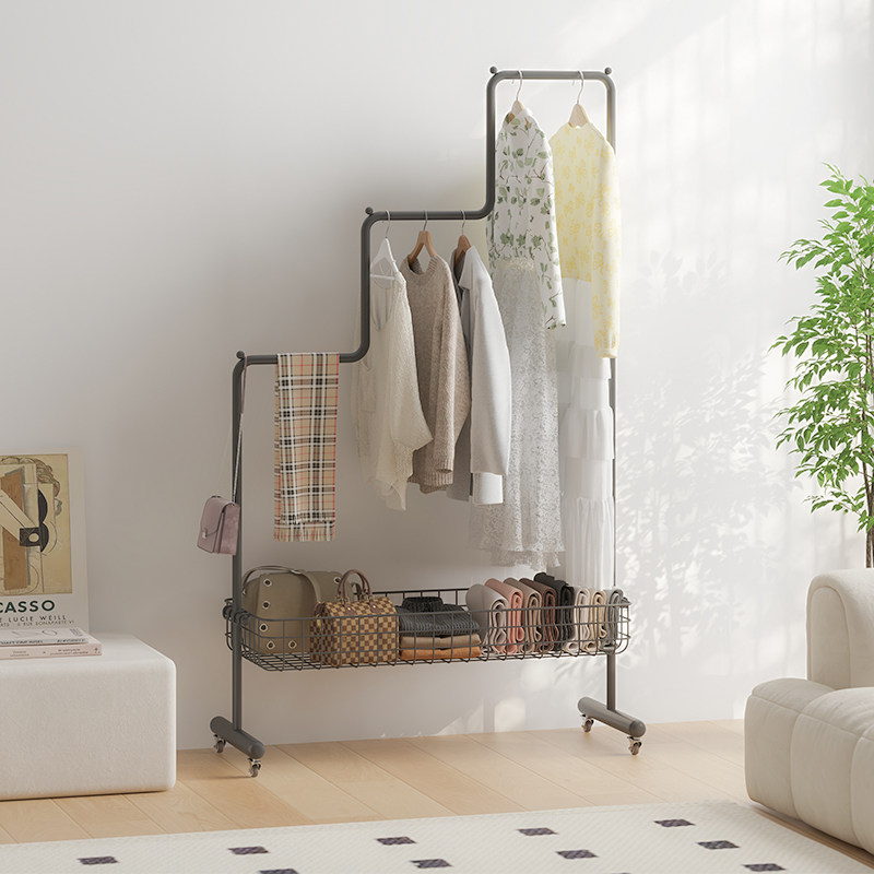 顾得家具可移动衣帽架+篮子