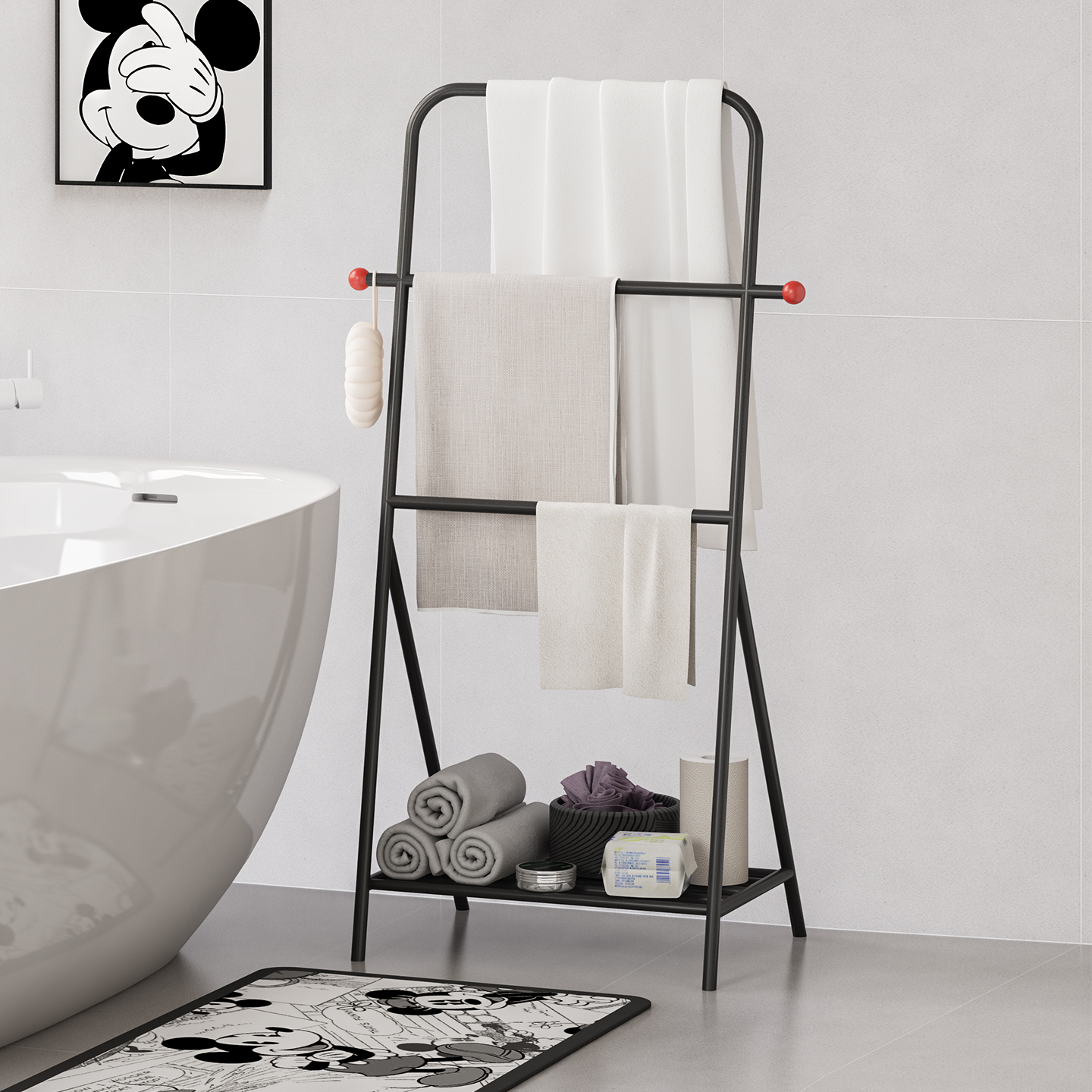 顾得家具置物架毛巾架一体