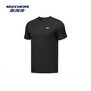 P225M020 透气针织T恤衫 Skechers斯凯奇男士 速干科技圆领运动短袖