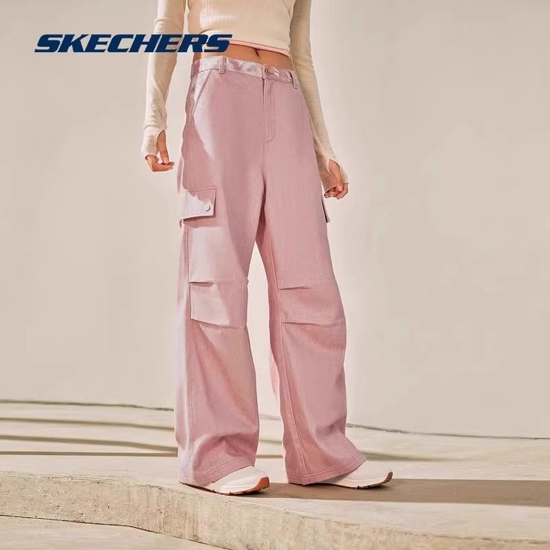 Skechers斯凯奇秋冬新款女工装裤宽松直筒长裤百搭牛仔裤L423W134,运动服/休闲服装,运动长裤,淘宝优惠券,粉丝福利购,淘宝优惠卷