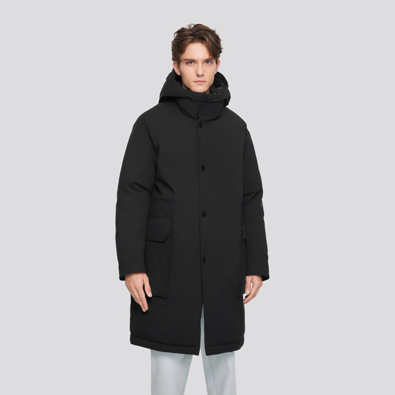 斯凯奇男子冬季梭织长款羽绒服