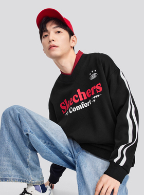 Skechers斯凯奇男女同款秋冬季宽松V领卫衣潮流休闲上衣L424U047