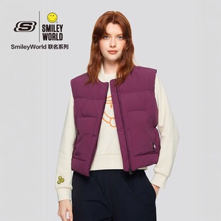 Skechers斯凯奇梭织羽绒马甲女秋冬新款舒适外穿无袖背心L424W173