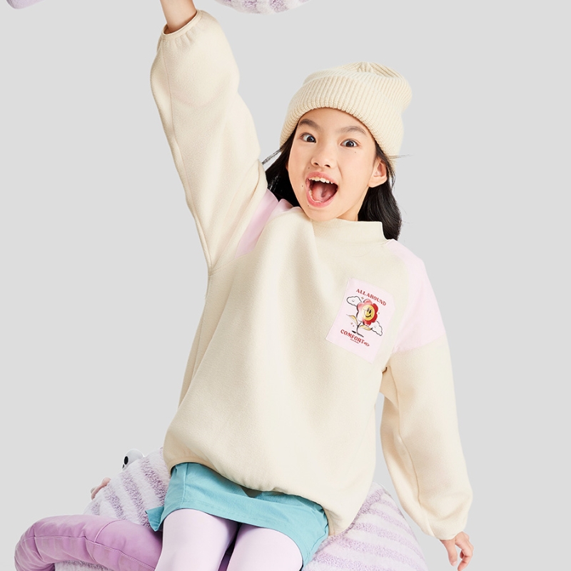 斯凯奇秋冬款女童针织套头卫衣