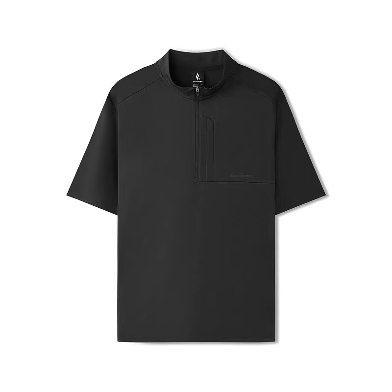 斯凯奇新款男装半高领透气T恤