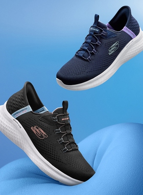 Skechers斯凯奇女鞋秋冬款轻量透气跑步鞋一脚蹬闪穿健步鞋150017