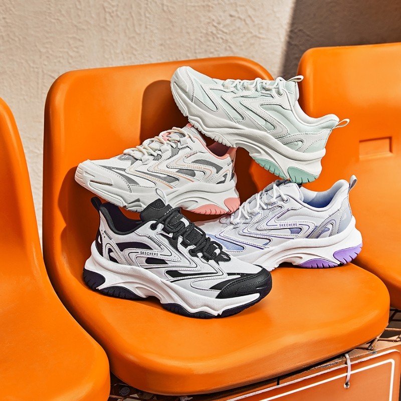 Skechers斯凯奇漫月鞋2025新款女子复古拼接时尚轻质舒适老爹鞋,运动鞋new,运动休闲鞋,淘宝优惠券,粉丝福利购,淘宝优惠卷