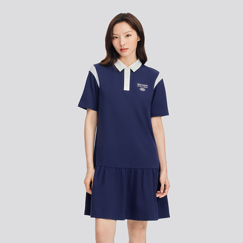 斯凯奇连衣裙女子时尚拼接polo裙