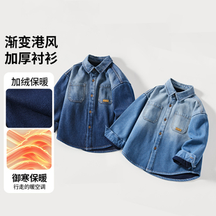 衬衫 巴布豆卡乐儿童加绒牛仔长袖 BRR4NC932 甜甜粉丝专享
