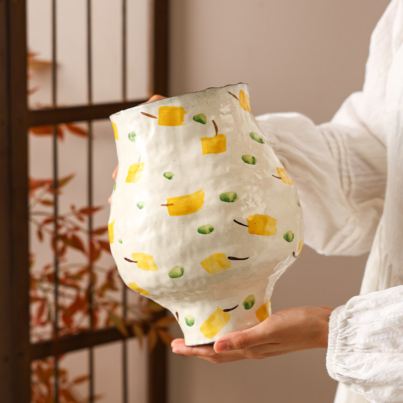景德镇陶瓷花盆高级氛围感客厅玄关插花器家居简约蝴蝶兰专用花盆