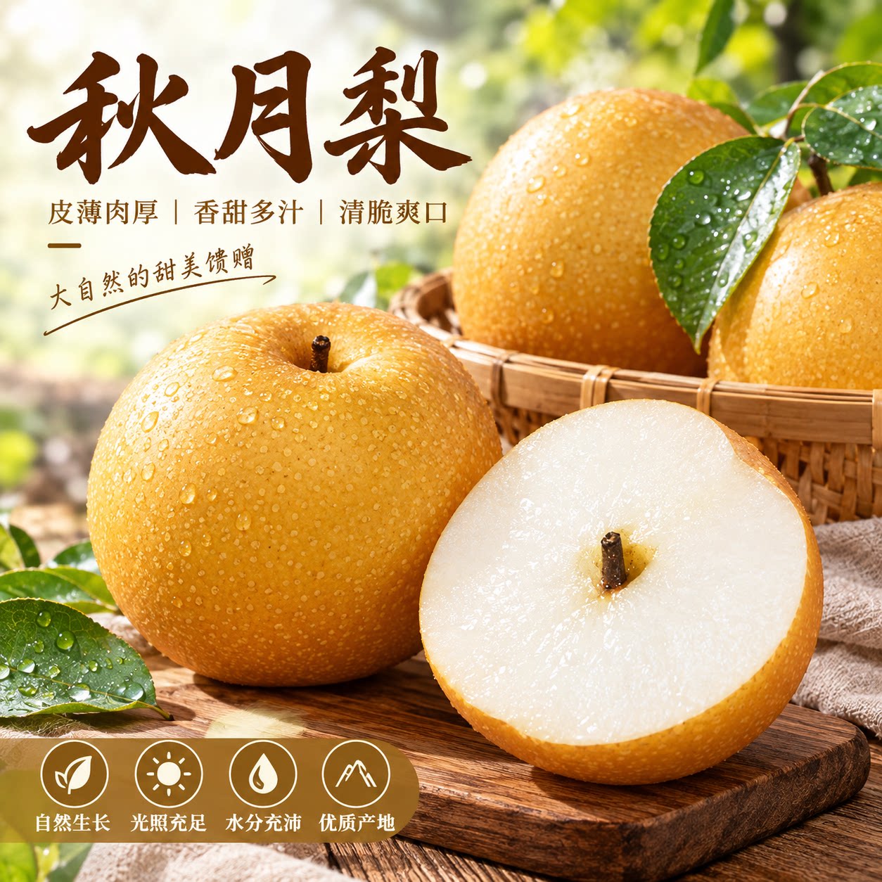 秋月梨皮薄肉厚香甜多汁中秋送礼
