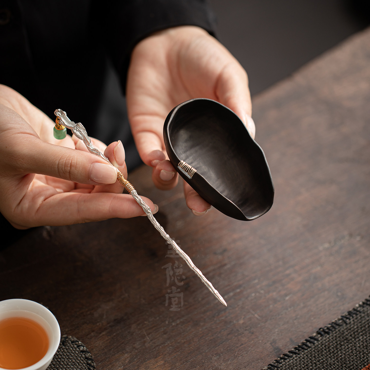 圭隐堂手工锡制茶拔复古家用高档茶针茶匙茶扒拔茶器功夫茶道零配