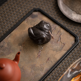 圭隐堂粗陶金蟾招财茶宠小摆件家用禅意沉香檀香线香插茶道香熏炉