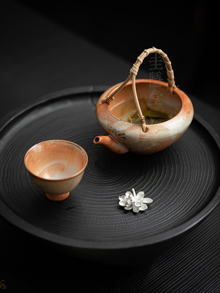 圭隐堂志野烧窑变开片粗陶泡茶碗手工提梁泡茶壶家用公道杯分茶器