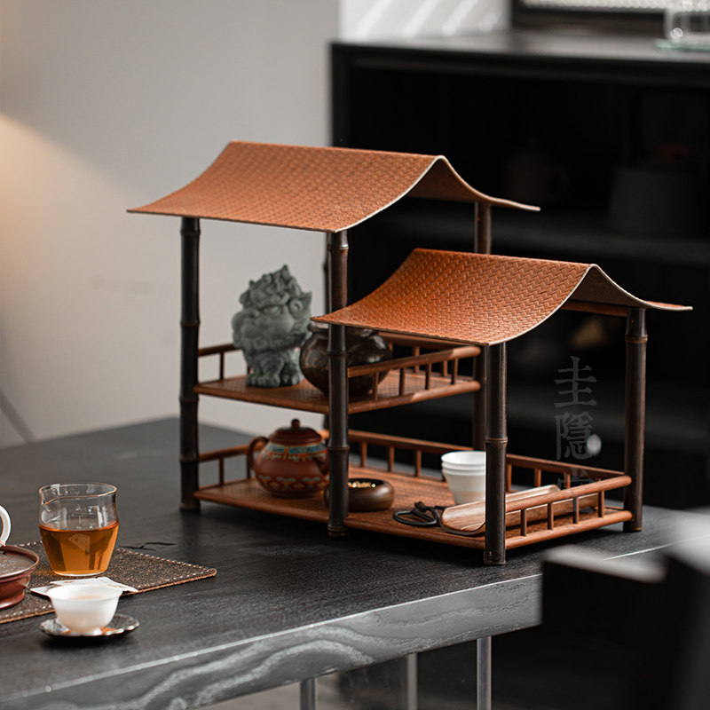 圭隐堂竹制茶具收纳架家用晾杯架中式复古茶棚杯架展示架博古架,餐饮具,茶道/零配,淘宝优惠券,粉丝福利购,淘宝优惠卷