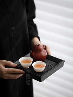圭隐堂炭烧覆古壶承茶盘侘寂家用干泡台茶壶托盘茶托实木小茶台