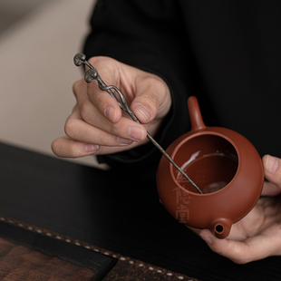 圭隐堂手工灵芝古锡茶拔茶匙茶扒复古家用老白茶普洱茶针茶道零配