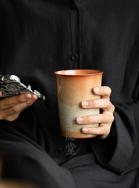 圭隐堂志野烧粗陶窑变开片可乐杯茶杯家用复古办公室喝茶水杯单杯