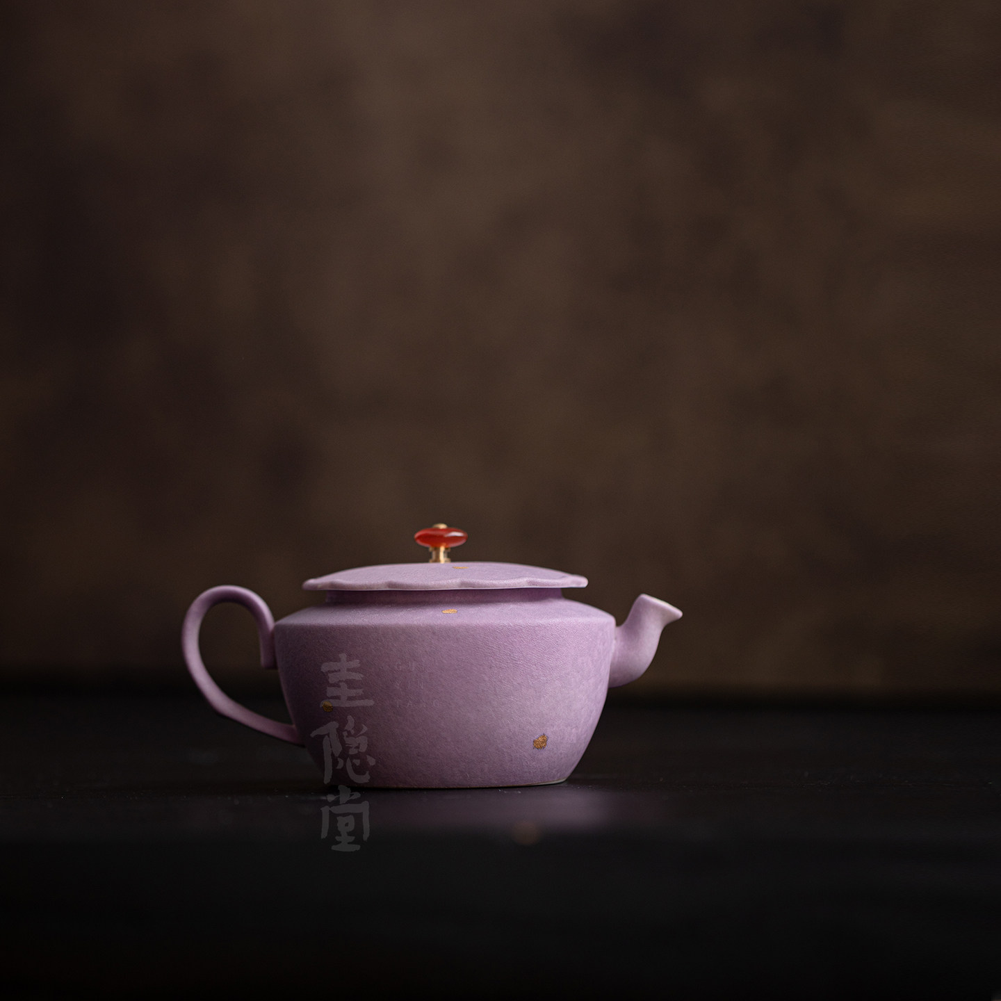圭隐堂中式紫色洒金陶瓷宫灯茶壶家用女士泡茶壶手抓壶一人饮单壶