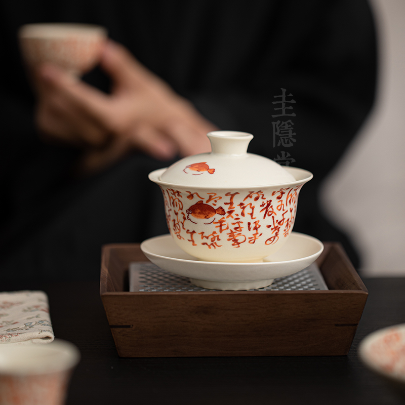 苏打釉开片可养陶瓷盖碗