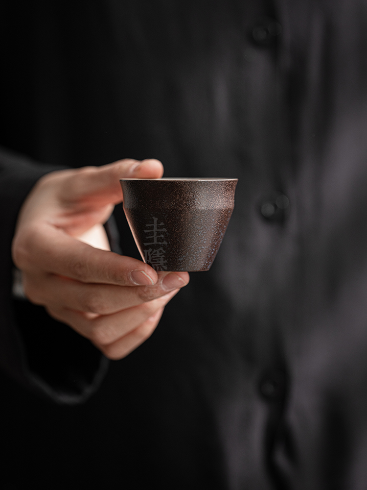 圭隐堂覆古手工粗陶窑变功夫茶杯家用主人杯个人单杯品茗杯闻香杯