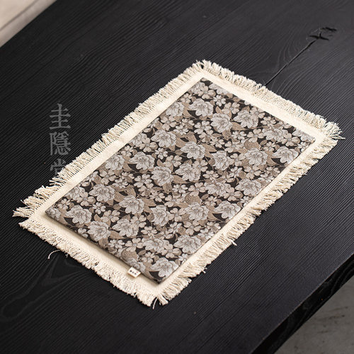 圭隐堂织锦棉麻刺绣流苏茶席国潮风中式禅意隔热茶垫布垫茶旗桌旗