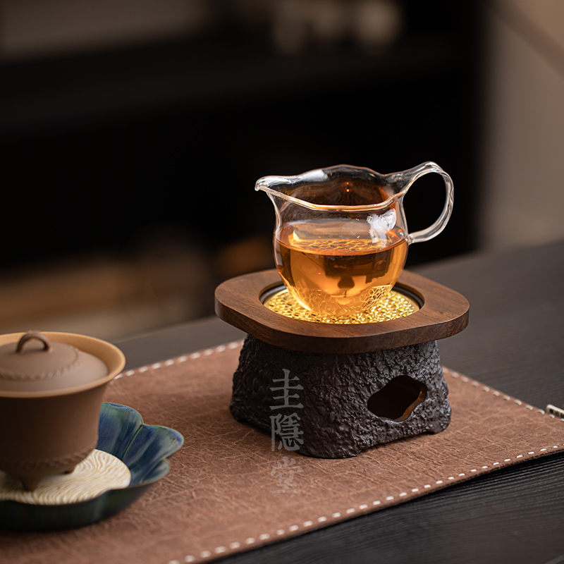 圭隐堂蜡烛底座粗陶温茶炉家用复古侘寂风花茶暖茶炉煮茶炉保温炉