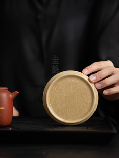 圭隐堂定窑手工祥云陶瓷盖置家用复古茶壶盖托隔热杯垫茶道零配件