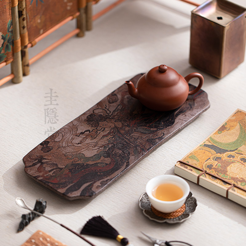 圭隐堂敦煌文创茶盘壶承中式禅意家用陶瓷干泡台茶壶茶托盘小茶台